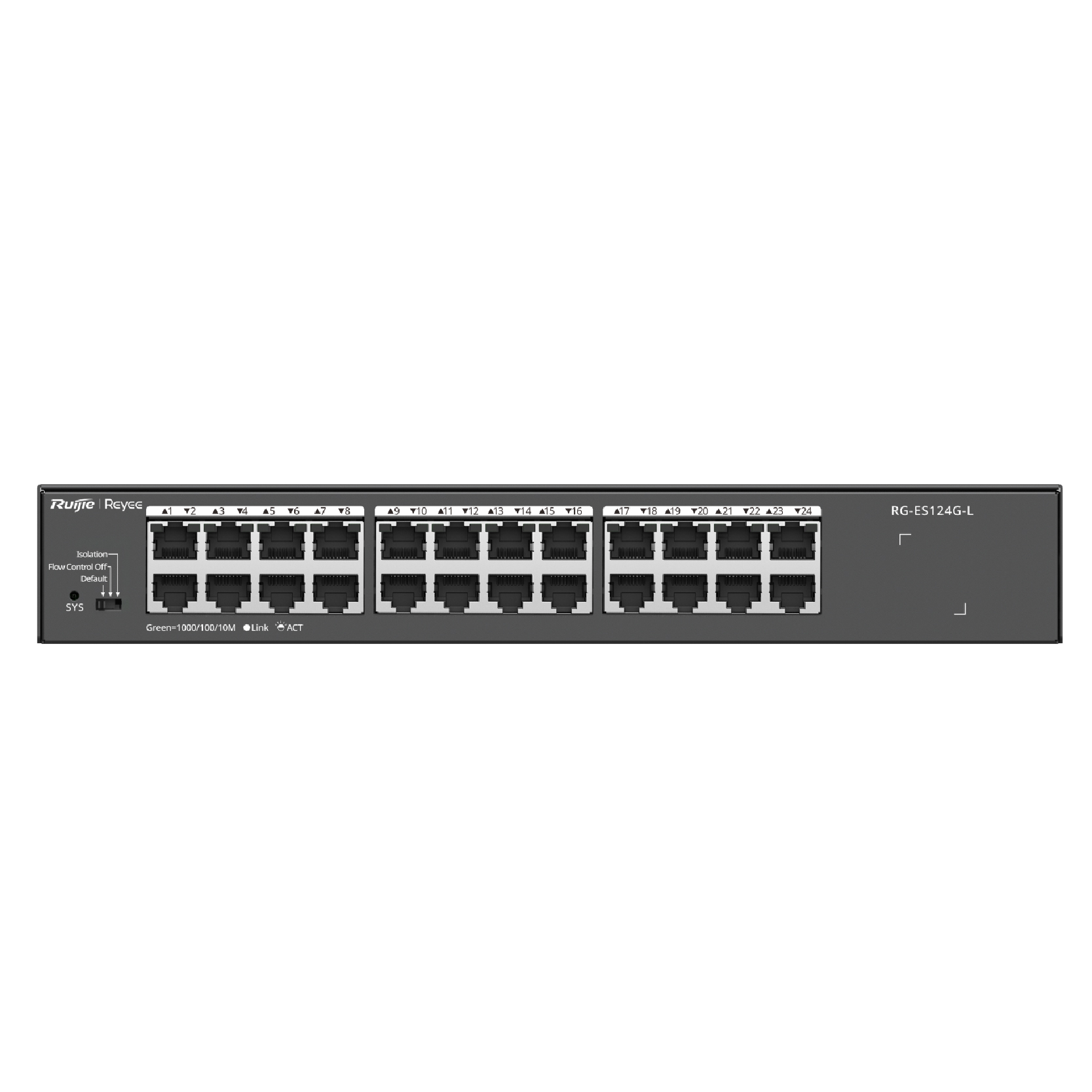 Ruijie - Reyee RG-ES124G-L 24 Port Gigabit (10/100/1000) - - - Yönetilmez Metal Rackmount Data Switch