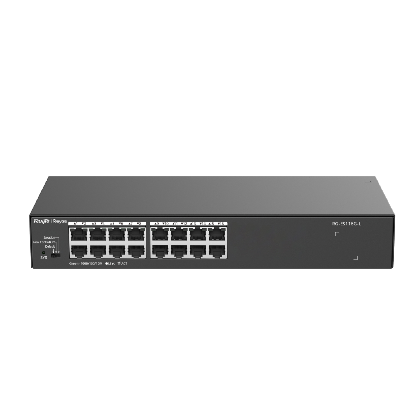 Ruijie - Reyee RG-ES116G-L 16 Port Gigabit (10/100/1000) - - - Yönetilmez Metal Rackmount(Rack Tipi) Data Switch