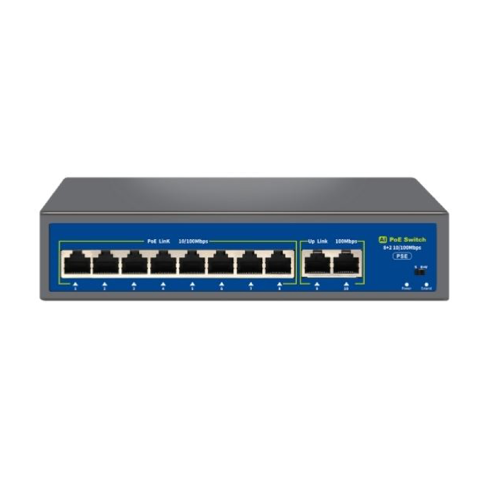 Novacom - NVC-HIF0820FBL-C 8x PoE Port Fast (10/100) 2x Uplink Fast (10/100) - - 120 W Yönetilmez Switch Desktop