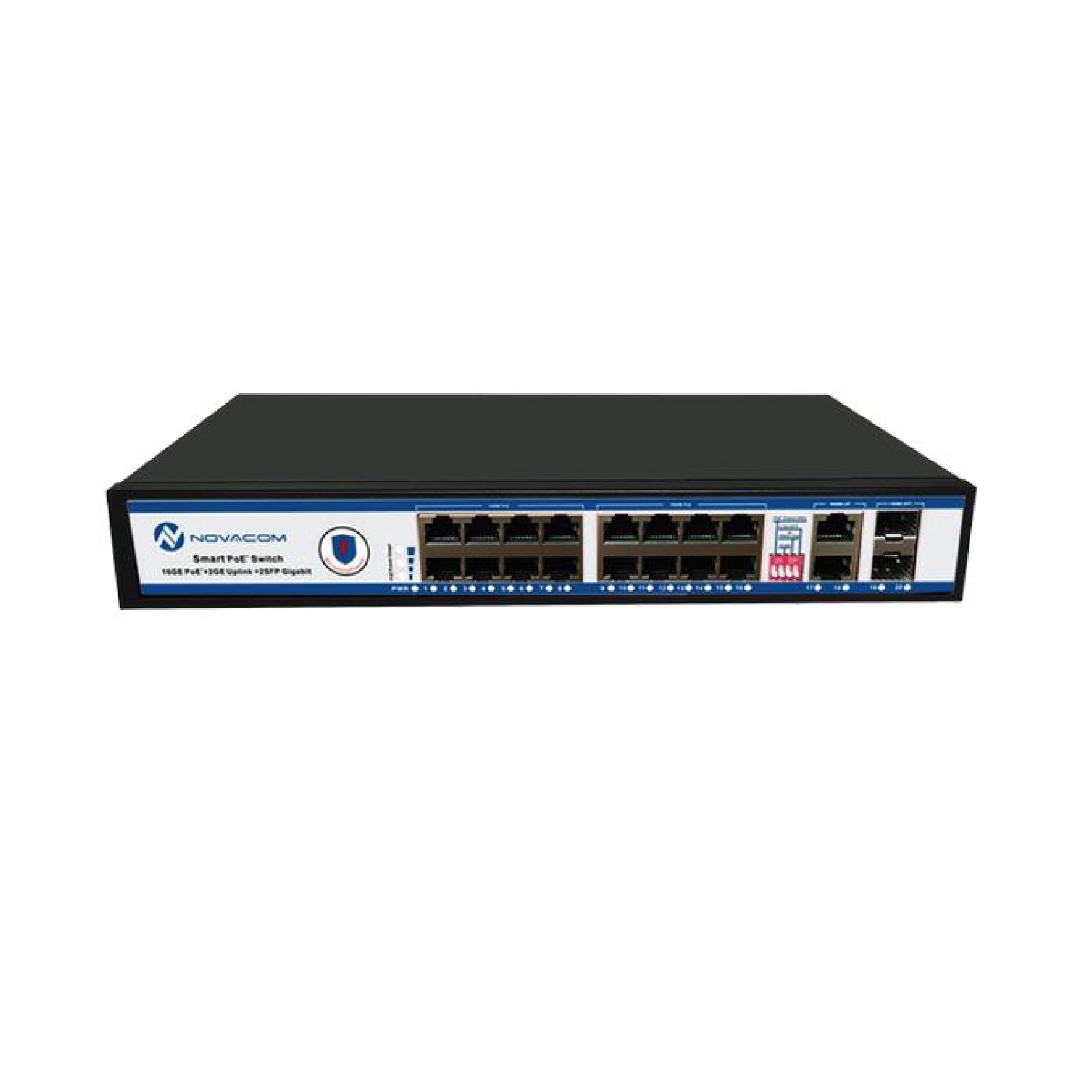 Novacom - NVC-PSEG1622 16x PoE Port Gigabit (10/100/1000) 2x Uplink Gigabit (10/100/1000) 2x SFP 1G 300 W Yönetilmez Swi